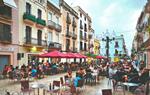 Terrasses a la plaça de les Cols de Vilanova i la Geltrú. Eix