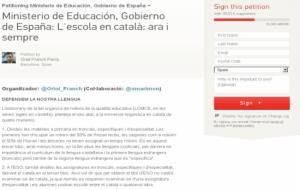 Pàgina del manifest contra l'esborrany de reforma educativa que aplega 40.000 suports  