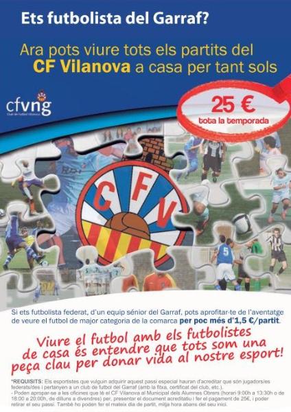 El Cf Vilanova Sobre A Tots Els Futbolistes Federats De La Comarca 