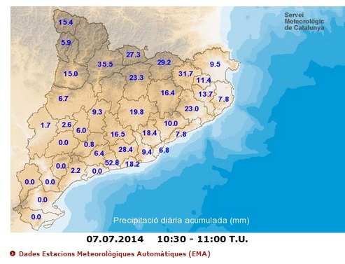 EIX. Alerta per les pluges intenses que afecten el territori