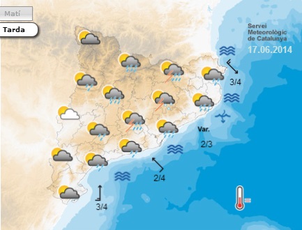 EIX. Nova alerta per la previsió de pluges intenses a partir del migdia