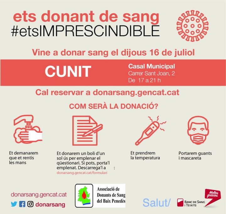 Cunit acull una campanya especial de donació de sang