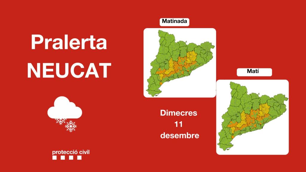 Activen la fase d'alerta del pla Neucat per la possibilitat de nevades a 400 metres a diversos punts del Penedès. EIX