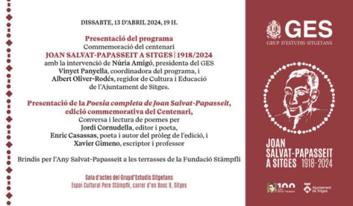 Commemoració de centenari de Joan Salvat-Papasseit a Sitges