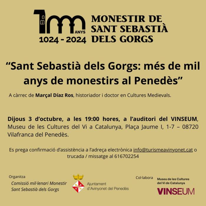 Conferència inaugural del Mil·lenari del Monestir de Sant Sebastià dels Gorgs