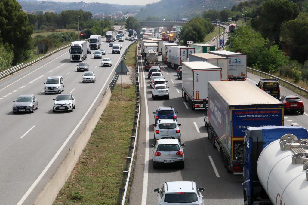 Imatge d'arxiu del col·lapse a l'AP-7 en sentit nord. ACN / Gemma Sánchez