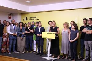 Dirigents d'ERC en una roda de premsa per anunciar un preacord amb el PSC per a la investidura de Salvador Illa. ACN / Mariona Puig