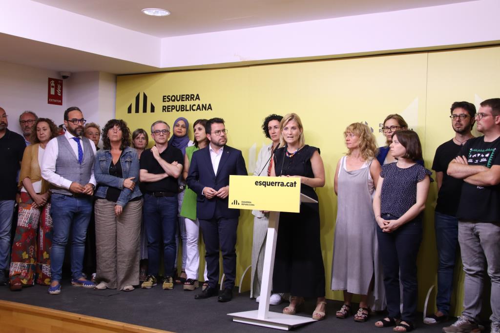 Dirigents d'ERC en una roda de premsa per anunciar un preacord amb el PSC per a la investidura de Salvador Illa. ACN / Mariona Puig