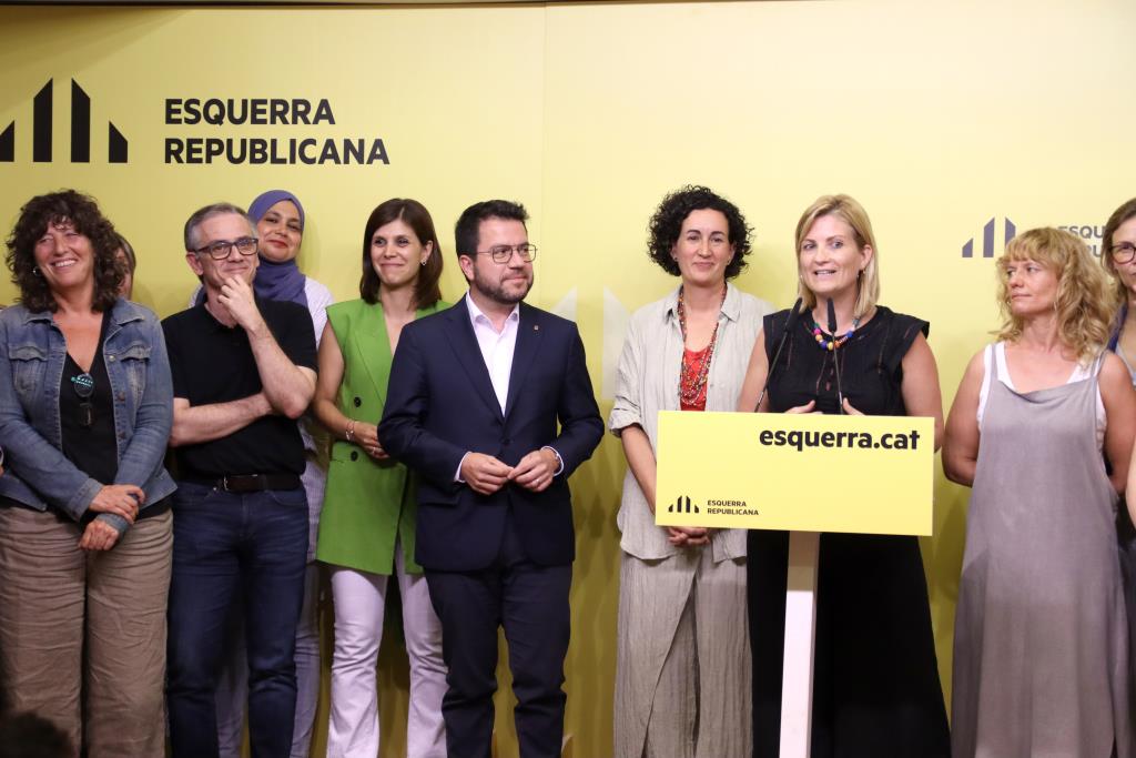 Dirigents d'ERC en una roda de premsa per anunciar un preacord d'ERC amb el PSC per a la investidura de Salvador Illa. ACN