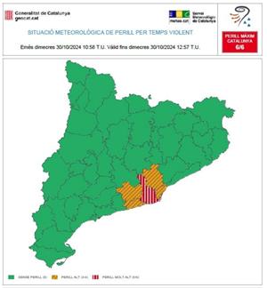 El Servei Meteorològic de Catalunya emet un avís de perill màxim per temps violent al Baix Llobregat. ACN