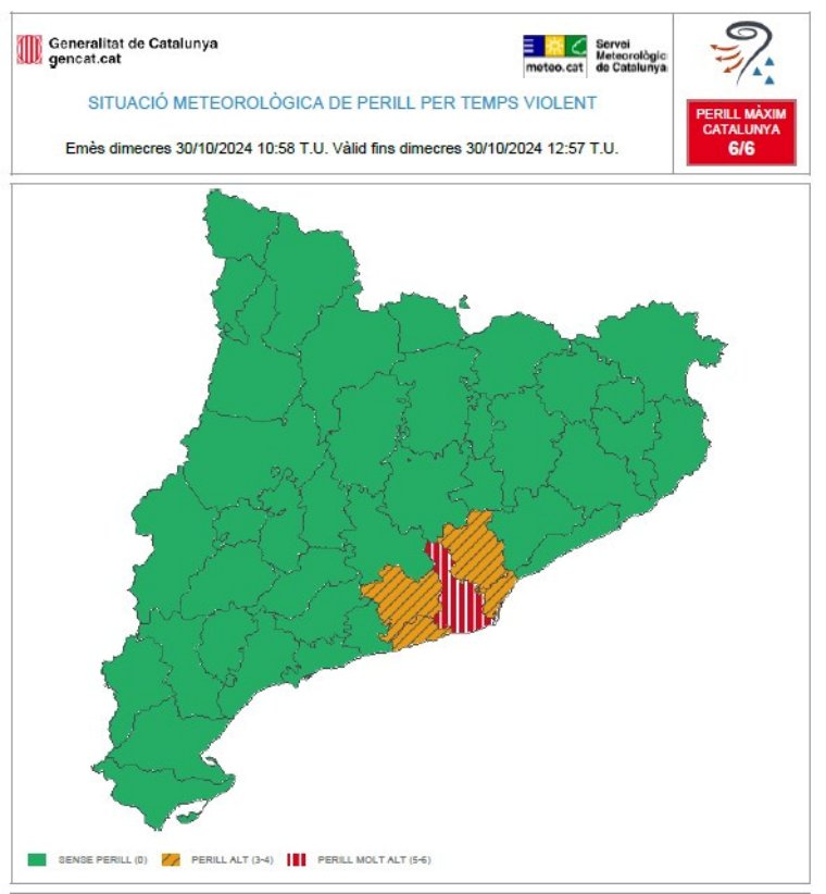 El Servei Meteorològic de Catalunya emet un avís de perill màxim per temps violent al Baix Llobregat. ACN