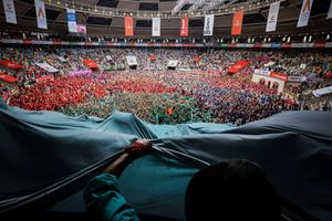 Els Castellers de Vilafranca després de guanyar el Concurs 