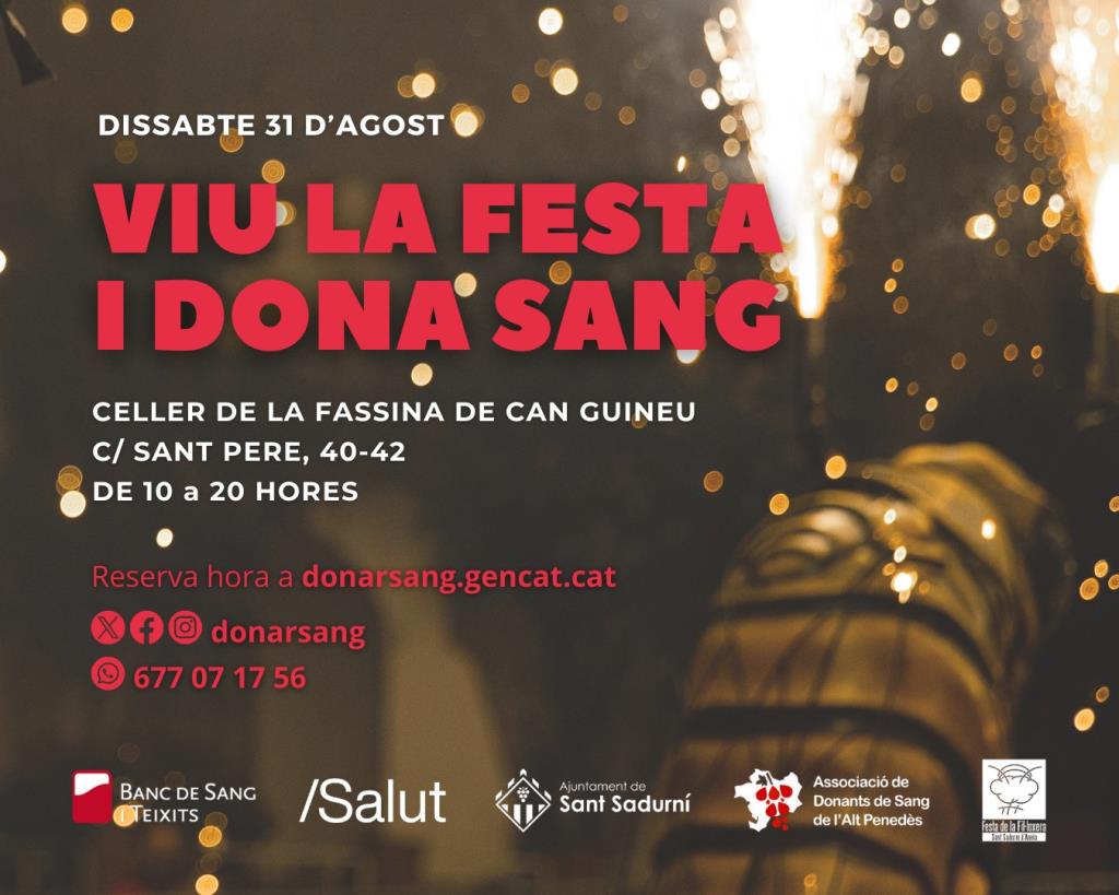 La Festa de la Fil·loxera promou una nova campanya de donació de sang pel 31 d’agost. EIX