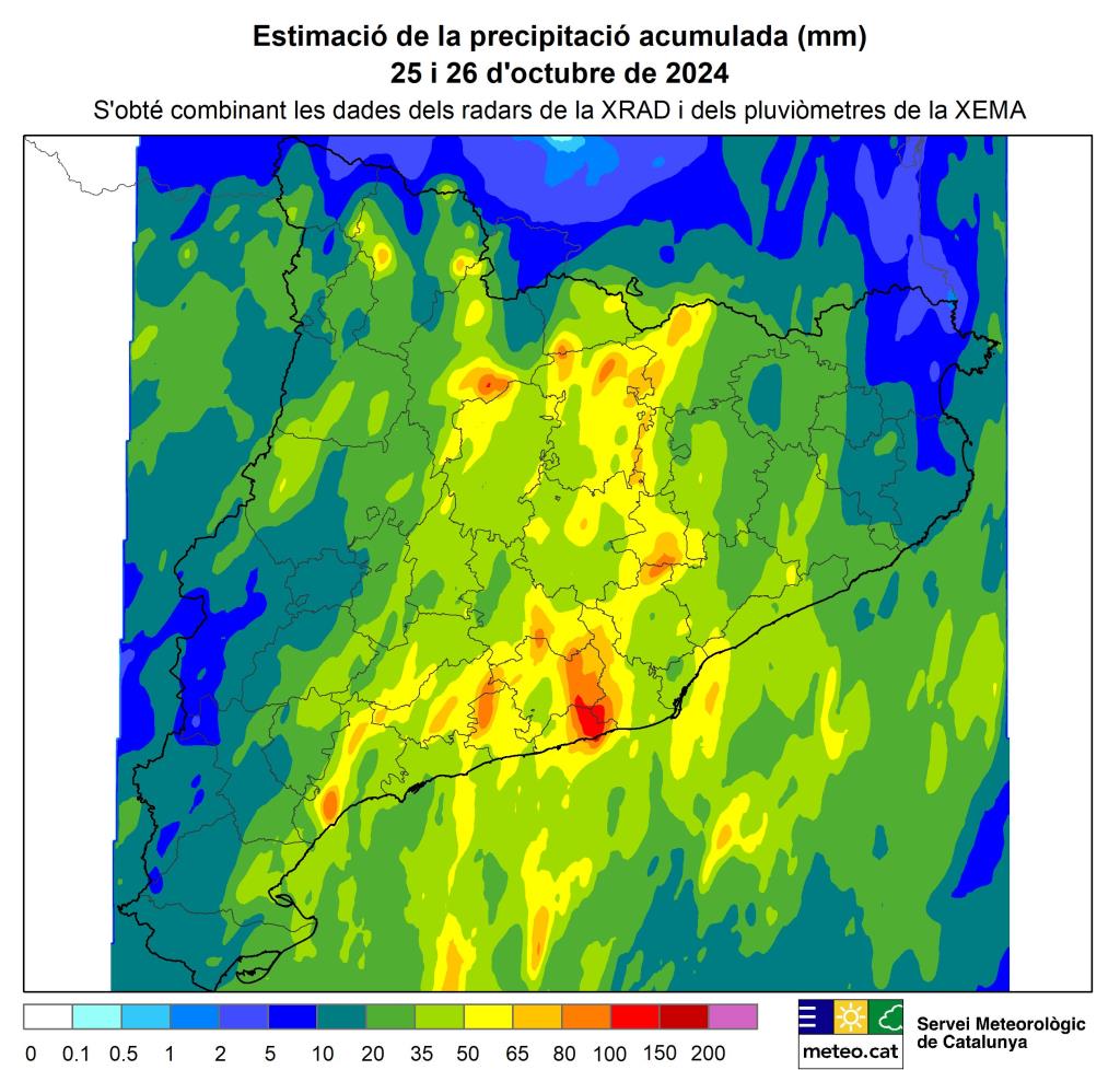 La primera part de l'episodi de pluja acumula fins a 100 mm al Garraf entre divendres i dissabte. Meteocat