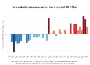 La temperatura del mar cau a l’estiu respecte al 2023 però continua un grau per sobre de la mitjana dels últims 40 anys. ACN