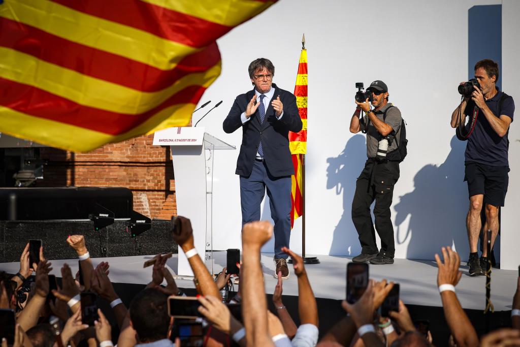 L'expresident Carles Puigdemont en la seva reaparició a Catalunya. ACN / Jordi Borràs