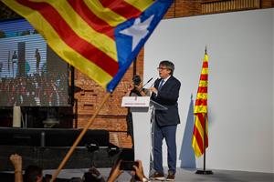 L'expresident Carles Puigdemont en la seva reaparició a Catalunya. ACN / Jordi Borràs