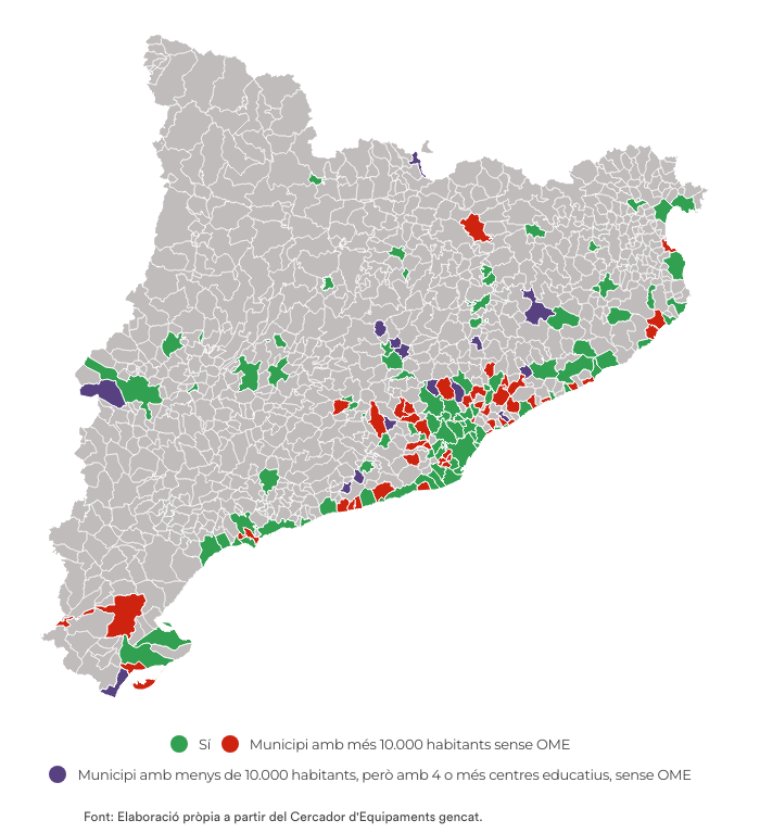 Quatre municipis del Penedès apareixen al mapa de localitats catalanes sense Oficina Municipal d’Escolarització. EIX