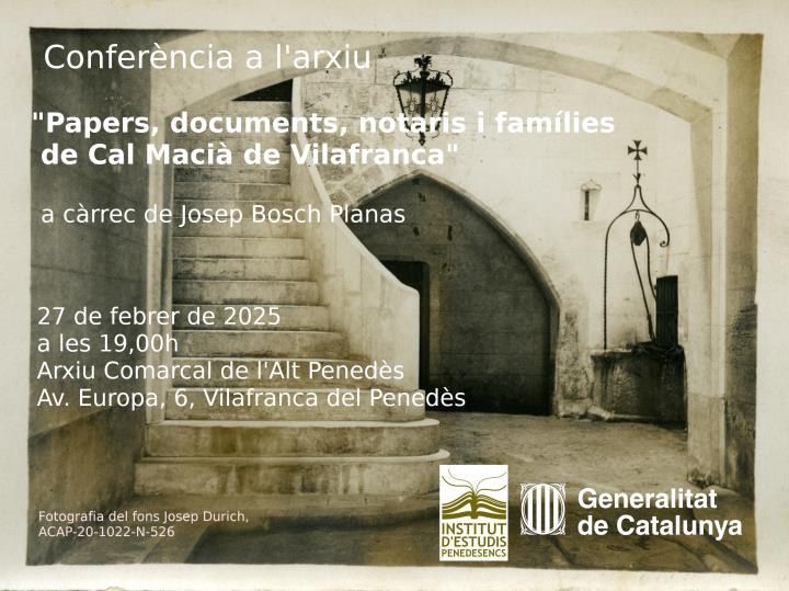 Papers, documents, notaris i famílies de Can Macià de Vilafranca