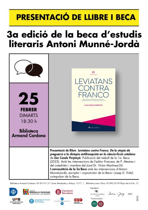 Presentació del llibre de la I beca d’estudis literaris Fons Antoni Munné-Jordà de ciència-ficció