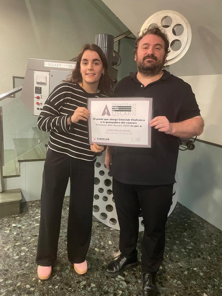 Aitana Pascual Roldán guanya la Travessa dels Oscar 2025 de Cineclub Vilafranca. Cineclub Vilafranca