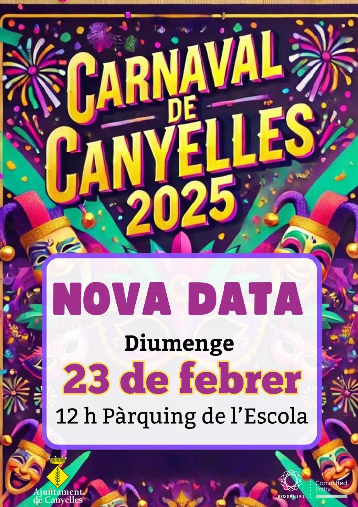 Canyelles trasllada la rua de Carnaval al diumenge 23 de febrer. Ajuntament de Canyelles