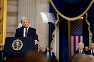 El president dels EUA, Donald Trump, en el seu discurs inaugural com a 47è president dels Estats Units. ACN