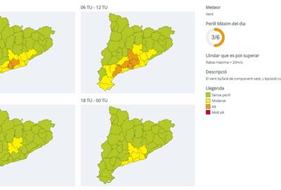 Protecció Civil activa el pla VENTCAT per la ventada prevista a partir de dimecres. EIX